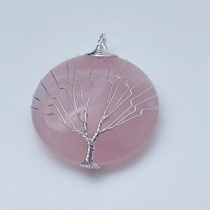NEW Pink Rose quartz and silver pendants for necklaces
